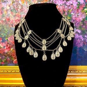 Gothic Vintage-Inspired Silver-Plated Statement Necklace - Valentine’s Gift Idea